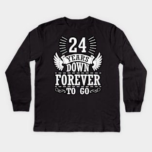 24 Years Down Forever To Go Happy Wedding Marry Anniversary Memory Since 1996 Kids Long Sleeve T-Shirt